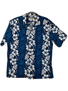 Ky's Authentic VTG Floral Blue Hawaiian Shirt SZ XL
